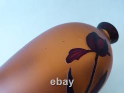 Vase art nouveau en verre dégagé à l'acide Fritz Heckert Boheme Gallé Daum
