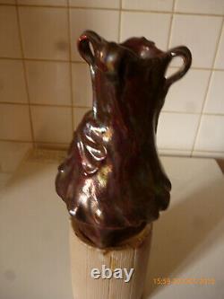 Vase art nouveau, gres iridescent, 19,5cm env