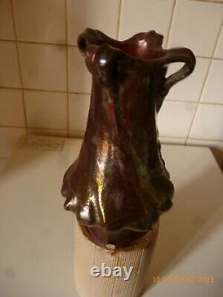 Vase art nouveau, gres iridescent, 19,5cm env