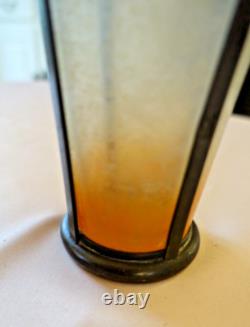 Vase art nouveau pate de verre opalescente et metal soliflore