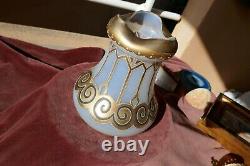 Vase art nouveau, verrerie dorée émaillée, soufflée à la canne, H 18cm, D sup 11cm