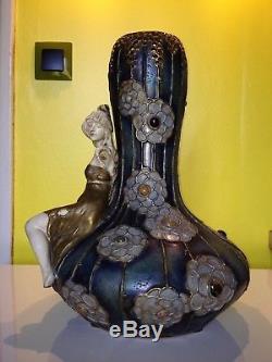 Vase autrichien en grès céramique art nouveaux Amphora werke Reissner Austria