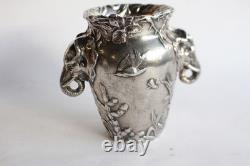 Vase aux éléphants Art nouveau argenté (32152)