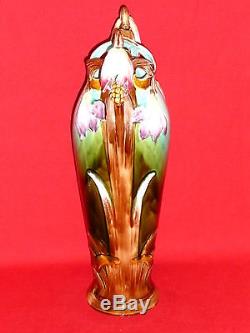 Vase barbotine Autriche 1900 haut 50,5cm céramique faïence ceramic art nouveau