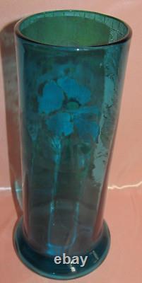 Vase bleu Art Nouveau à décor floral pavot Legras Montjoye