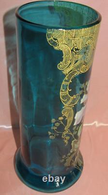 Vase bleu Art Nouveau à décor floral pavot Legras Montjoye