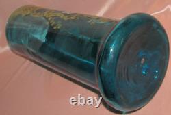 Vase bleu Art Nouveau à décor floral pavot Legras Montjoye