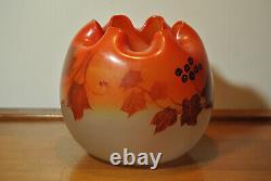 Vase boule ancien verre peint émaillé Legras art nouveau 1900 col ourlé 2