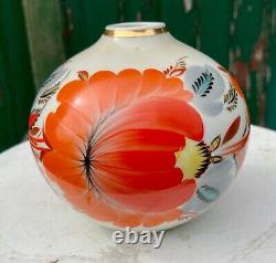 Vase boule art nouveau japonisant céramique émaillée, signature à identifier