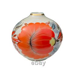 Vase boule art nouveau japonisant émaillée, signature à identifier N°111