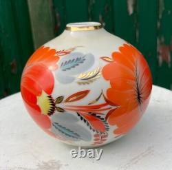 Vase boule art nouveau japonisant émaillée, signature à identifier N°111