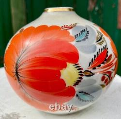 Vase boule art nouveau japonisant émaillée, signature à identifier N°111