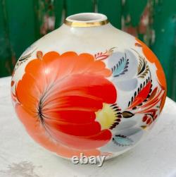 Vase boule art nouveau japonisant émaillée, signature à identifier N°111