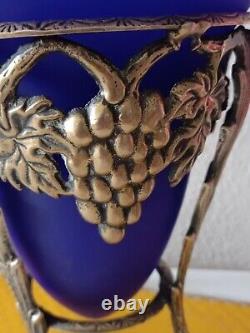 Vase centre de table Tripode art nouveau en Bronze pieds Lion Vase conique Bleu