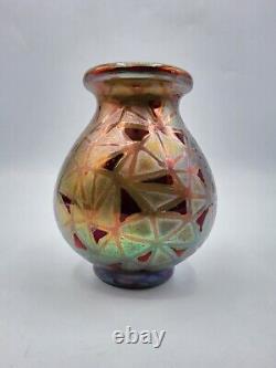Vase céramique émaillée irisée signé Clément Massier et Lévy-Dhurmer Art Nouveau