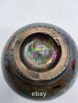 Vase céramique émaillée irisée signé Clément Massier et Lévy-Dhurmer Art Nouveau