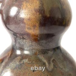 Vase coloquinte en céramique émaillée à coulures Art Nouveau / Arts & Crafts