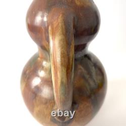 Vase coloquinte en céramique émaillée à coulures Art Nouveau / Arts & Crafts