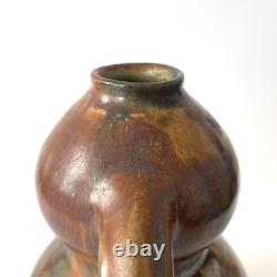 Vase coloquinte en céramique émaillée à coulures Art Nouveau / Arts & Crafts