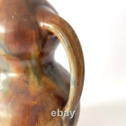Vase coloquinte en céramique émaillée à coulures Art Nouveau / Arts & Crafts