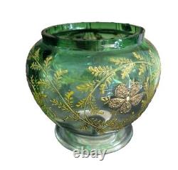 Vase cristal Art Nouveau décors émaillés Montjoye Saint Louis