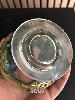Vase cristal Art Nouveau décors émaillés Montjoye Saint Louis