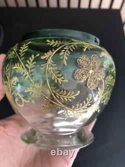 Vase cristal Art Nouveau décors émaillés Montjoye Saint Louis