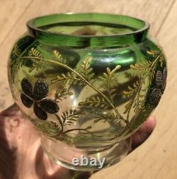 Vase cristal Art Nouveau décors émaillés Montjoye Saint Louis