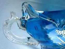 Vase d'Auguste JEAN Art Nouveau verre bleu émaillé de fleurs et feuilles Or fin