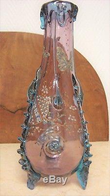 Vase d'Auguste JEAN émaillé de papillons et insectes art nouveau
