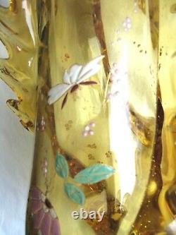 Vase dans le goût d'Auguste JEAN Art Nouveau verre ambre émaillé