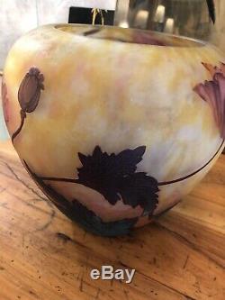 Vase daum nancy art nouveau Fleurs de Pavots XXL