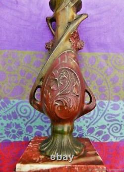 Vase décoratif ancien Pensées métal bronze Art Nouveau Old decorative vase