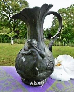 Vase décoratif ancienne Art Nouveau étain XIXe siècle Antique Art Nouveau pewter