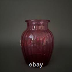 Vase émaillé Legras 1900 verre rose décor de jonquilles M3439
