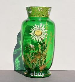 Vase émaillé Legras époque Art Nouveau a décor de fleurs vers 1900
