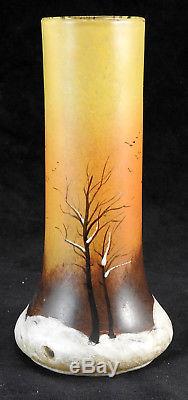 Vase émaillé Theodore Legras art nouveau decor enneigé