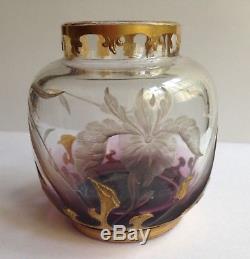 Vase en Cristal Art Nouveau 1900 Montjoye Saint Denis Daum Legras