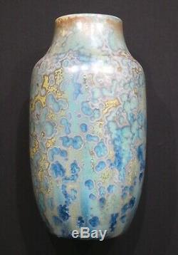 Vase en Grés Pierrefonds Art nouveau Cristallisations 31 cm