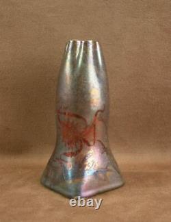 Vase en céramique irisée Art Nouveau 1900 attribué à Jérôme Massier