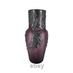 Vase en opaline violet art nouveau décor raisins en étain