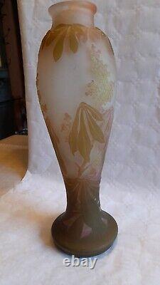 Vase en pâte de verre multicouche Art Nouveau dégagé à l'acide Emile Gallé