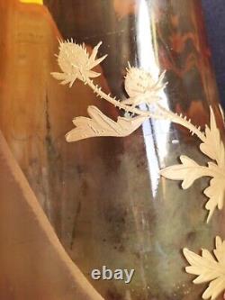 Vase en verre/cristal ambre décor or & grisaille / Art Nouveau Baccarat/Legras