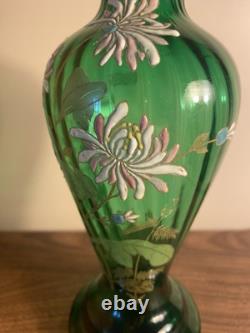 Vase en verre émaillé Legras, Décor Tokyo, Japonisant, 1900, Art nouveau