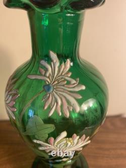 Vase en verre émaillé Legras, Décor Tokyo, Japonisant, 1900, Art nouveau