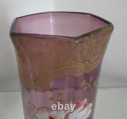 Vase en verre émaillé Legras modèle Rivoli Art Nouveau 1900 Décor Pavots