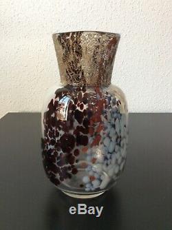 Vase en verre émaillé doré gravé à lacide Ernest Baptiste Leveille Art Nouveau