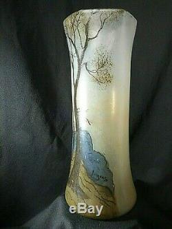 Vase en verre émaillé signé LEGRAS ART NOUVEAU 1900