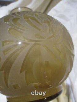 Vase en verre gravé chrysanthemes 1900 art nouveau signé a delatte nancy
