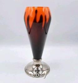 Vase en verre soufflé coloré brun orange Kralik Bambus Jugendstil Art Nouveau